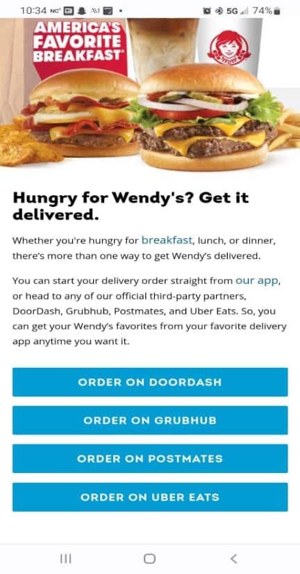 Order wendys delivery - Visit Wendy's at 4750 Capital Blvd. in Raleigh, NC for quality hamburgers, chicken, salads, Frosty® desserts, ... To find out if delivery is available near you, go to our app or order.wendys.com. and enter your delivery address into the “Get It Delivered” Search Delivery Address field.